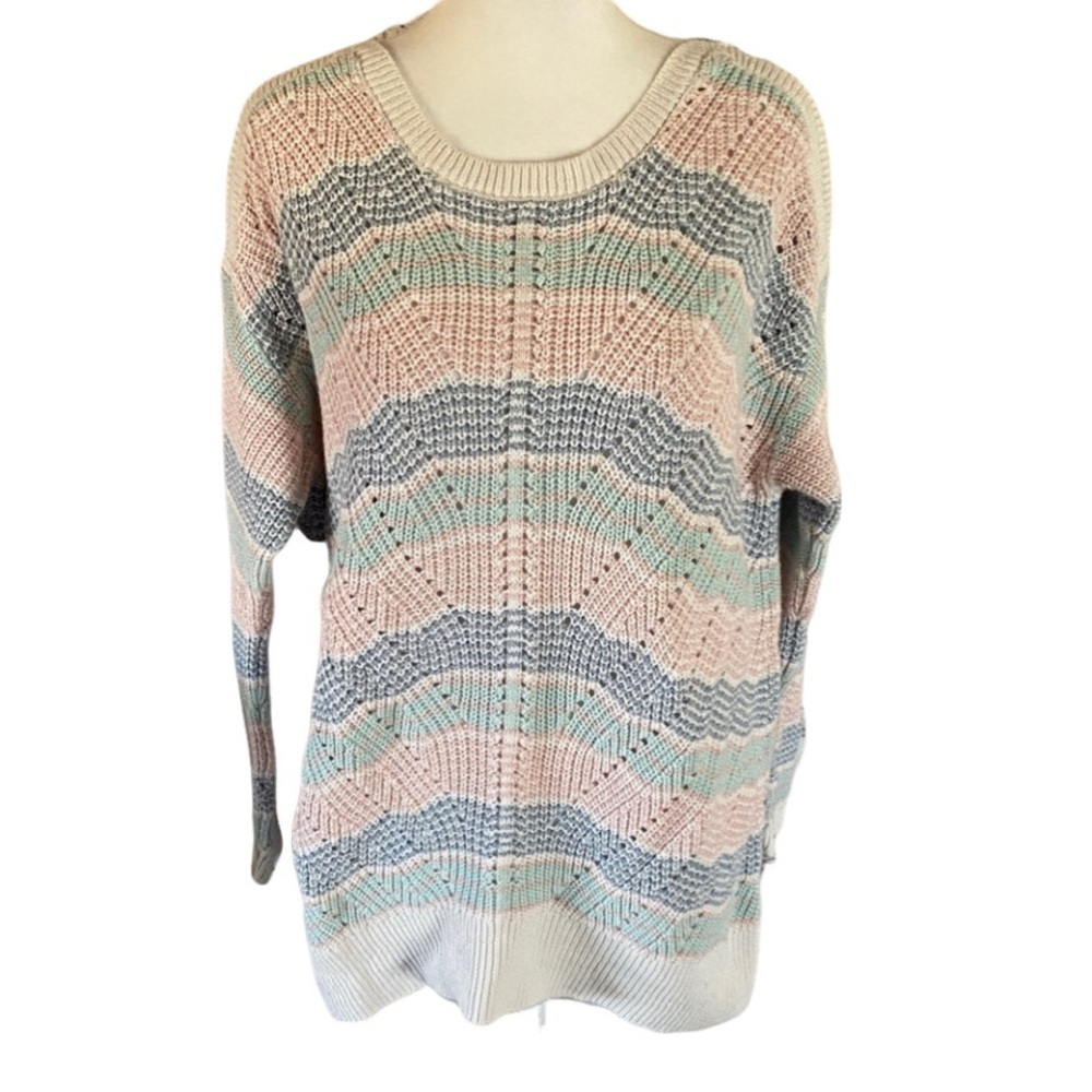 L.L. Bean Pastel Striped Women's Sweater. Size M. Cotton/Linen Blend.